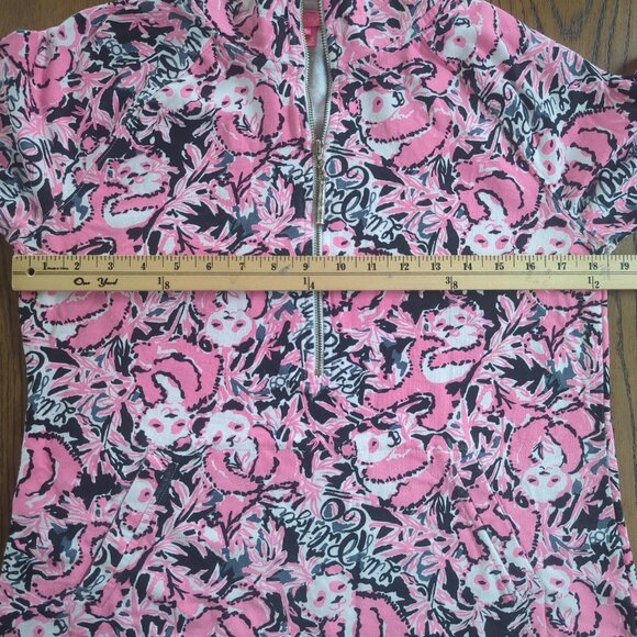 Lilly Pulitzer Hangin With My Boo Skipper Pink Sz M Terry 1/2 Zip Sweatshirt Top - Picture 12 of 16